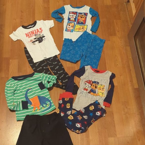 see description Other - 5T toddler boys pajamas long short sleeve shirts pants paw patrol ninja dinosaur